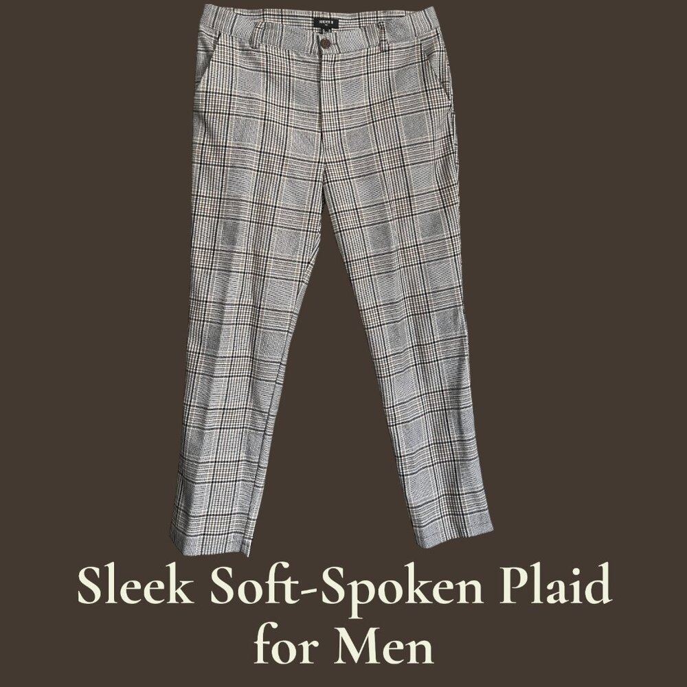 🌫️ Forever 21 Men's Skinny Dress Pants – Soft-Spoken Gray Plaid (Size 34) NWOT